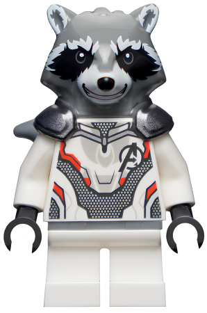 Минифигурка Lego Super Heroes Rocket Raccoon - White Jumpsuit, Dark Bluish Gray Head sh569 U